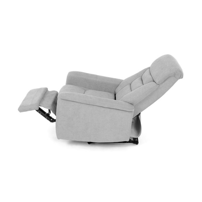 TV křeslo HUGO s elektrickým polohováním — látka, šedá