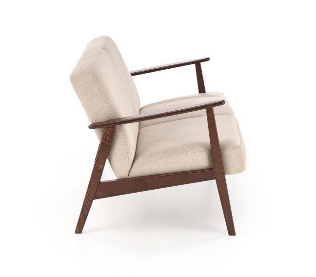 Designová dvojsedačka MILANO — masiv, látka, ořech / béžová