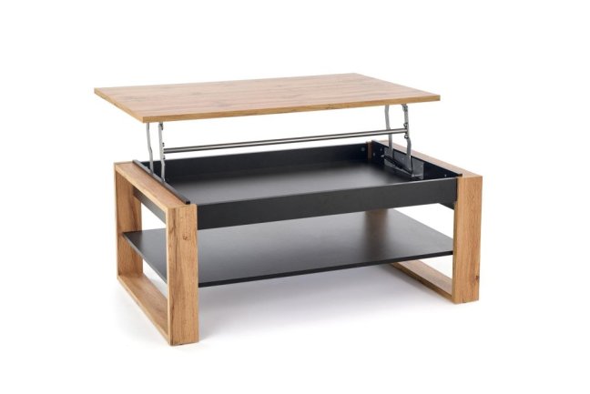 Konferenční stolek BETTY s úložným prostorem — 120x65x50 cm, černá / dekor dub artisan