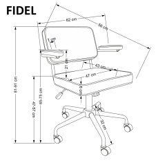 Kancelářská otočná židle FIDEL — samet, šedá