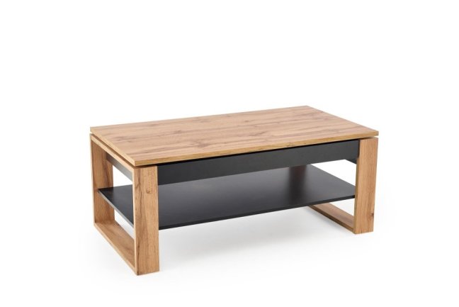 Konferenční stolek BETTY s úložným prostorem — 120x65x50 cm, černá / dekor dub artisan