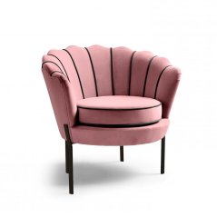 Designové křeslo ANGELO — kov, látka, růžová