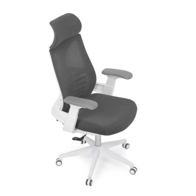 Kancelářská otočná židle TONKA — síť, bílá / šedá