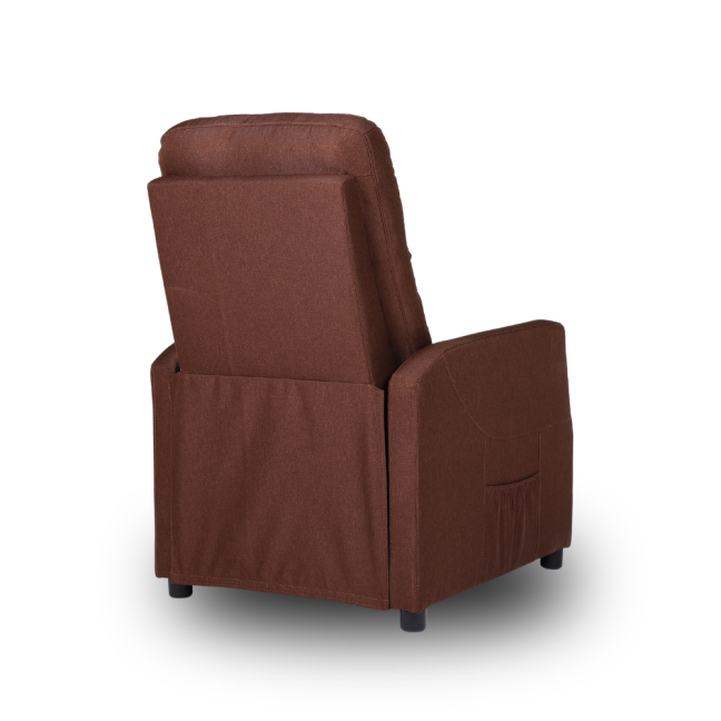 Relaxační polohovací TV křeslo MODO — látka, hnědá, nosnost 130 kg