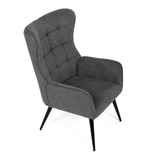 Relaxační křeslo ušák LOYD — látka, černá / šedá