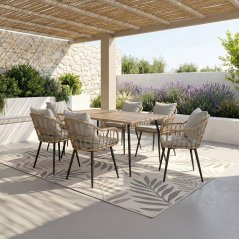 Zahradní křeslo AGATA — kov, umělý ratan, černá / přírodní