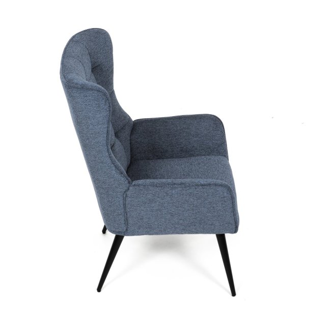 Relaxační křeslo ušák LOYD — látka, černá / modrá