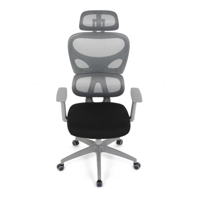 Kancelářská ergonomická židle GRANT II — síť, látka, šedá