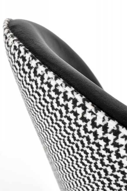 Jídelní židle ROBIN — kov, látka, černá / černobílý vzor