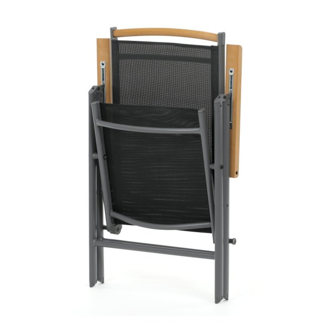 Zahradní skládací křeslo SORA — kov, textil, šedá