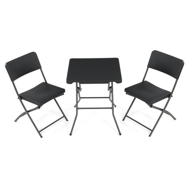 Zahradní skládací set KARAKA 1 + 2 — kov, plast, šedá