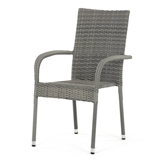 Zahradní křeslo SELEN — kov, umělý ratan, šedá