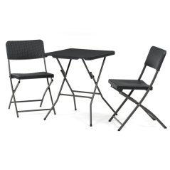 Zahradní skládací set KARAKA 1 + 2 — kov, plast, šedá