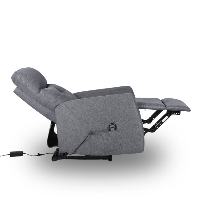 TV křeslo MODO PLUS s elektrickým polohováním — látka, šedá, nosnost 130 kg