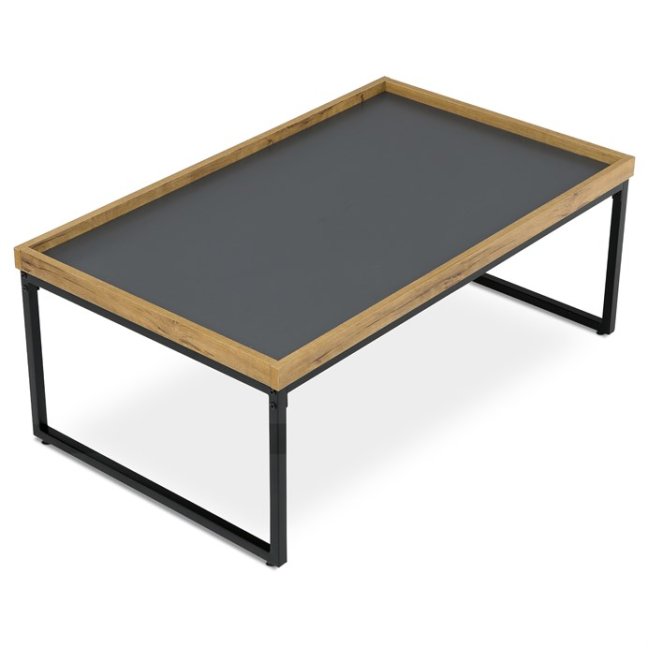 Konferenční stolek ERIK — 100x60x39 cm, kov, MDF, dekor dub