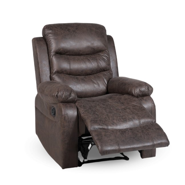 Relaxační polohovací TV křeslo HAVEN — látka, hnědá, nosnost 130 kg