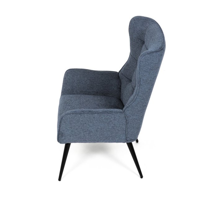 Relaxační křeslo ušák LOYD — látka, černá / modrá