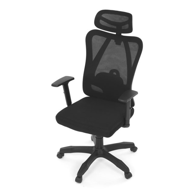 Kancelářská ergonomická židle MANET — síť / látka, černá