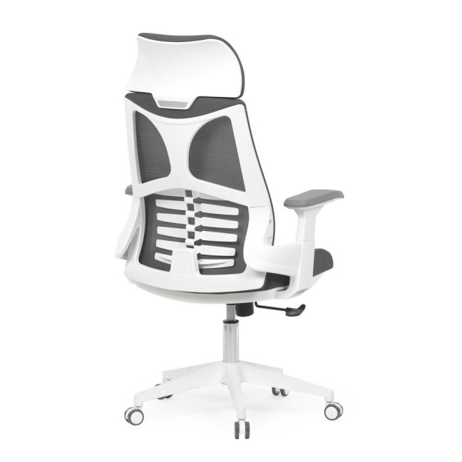 Kancelářská otočná židle TONKA — síť, bílá / šedá