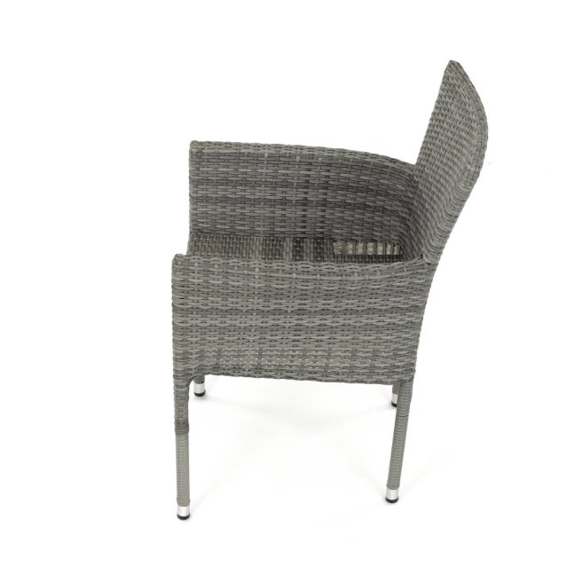 Zahradní křeslo BRIGITA — kov, umělý ratan, šedá