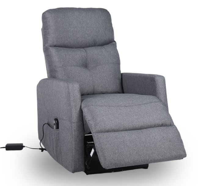 TV křeslo MODO PLUS s elektrickým polohováním — látka, šedá, nosnost 130 kg