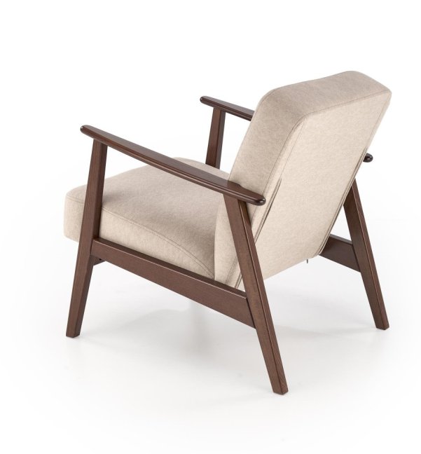 Křeslo MILANO — masiv, látka, ořech / béžová