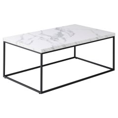Konferenční stolek VERA — 110x60x45 cm, kov, MDF, dekor bílý mramor
