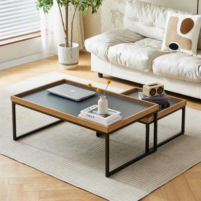 Konferenční stolek ERIK — kov, MDF, dekor dub