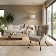 Relaxační křeslo ušák QUEEN — látka, taupe