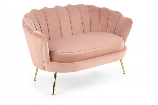Designová pohovka AMORINITO XL — kov, látka, zlatá / růžová