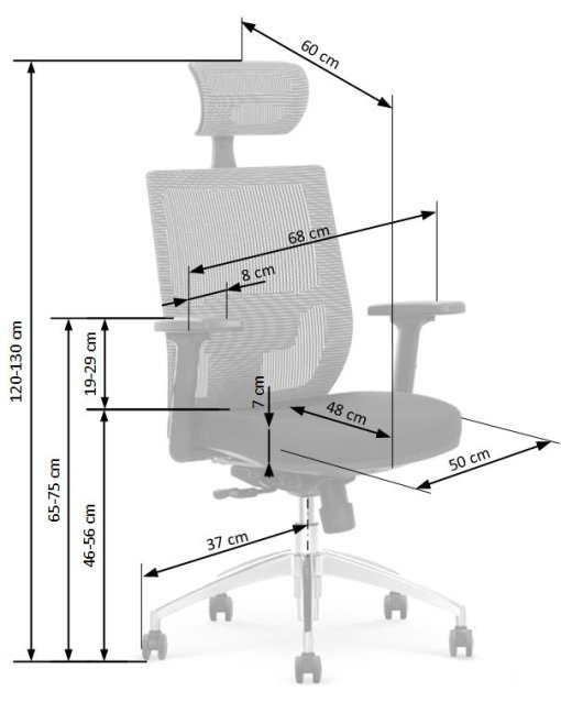 Kancelářská ergonomická židle ADMIRAL — síť / látka, černá