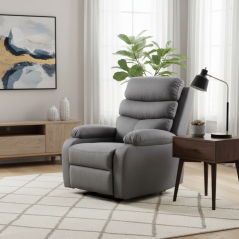 Relaxační polohovací TV křeslo VELORA — látka, šedá, nosnost 130 kg