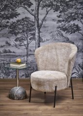 Designové křeslo CEZAR — masiv, látka, béžová