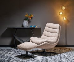 Otočné TV křeslo OLYMPIC s podnožkou — kov, látka, cappuccino