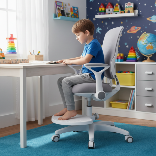 Dětská rostoucí židle Neoseat JUNI 006 — látka, pratelný potah, šedá