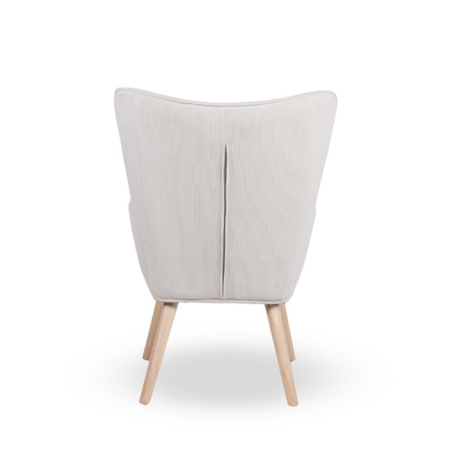 Křeslo ušák CORDU + taburet — masiv, manšestr, přírodní / krémová