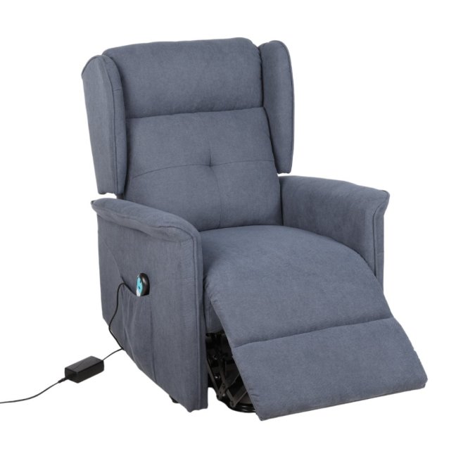 TV křeslo ušák RELIA s elektrickým polohováním — látka, šedá, nosnost 130 kg