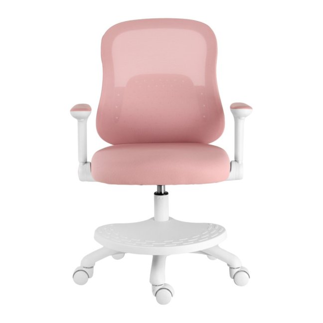 Dětská otočná židle Neoseat JUNI s podnoží — látka, růžová