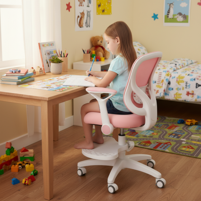 Dětská rostoucí židle Neoseat JUNI 007 — látka, pratelný potah, růžová