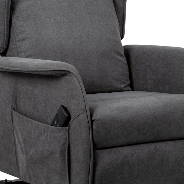Relaxační TV křeslo ušák MILO s elektrickým polohováním — látka, šedá