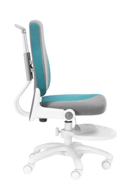 Dětská rostoucí židle Neoseat KINDER WHITE PLUS — látka, šedá / tyrkysová