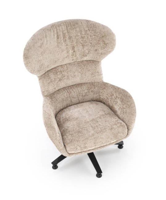 Otočné relaxační křeslo ušák FRANCO — kov, látka, béžová