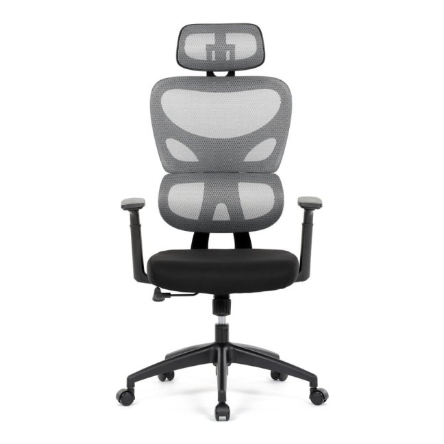 Kancelářská ergonomická židle GRANT — síť, látka, černá / šedá