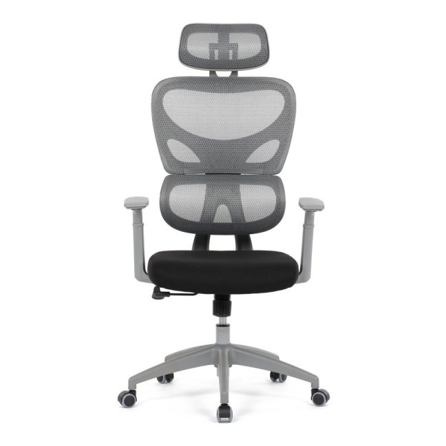 Kancelářská ergonomická židle GRANT II — síť, látka, šedá