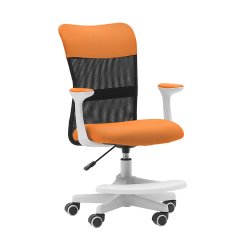 Dětská židle Neoseat MONKEY WHITE s podnoží — látka, bílá / oranžová