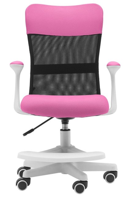 Dětská židle Neoseat MONKEY WHITE s podnoží — látka, bílá / tmavě růžová