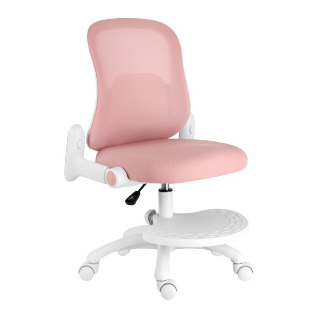 Dětská otočná židle Neoseat JUNI s podnoží — látka, růžová