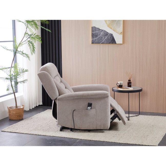 TV křeslo SARGON s elektrickým polohováním — 2 motory, látka, béžová