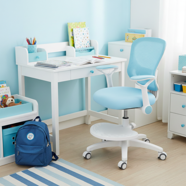 Dětská rostoucí židle Neoseat JUNI 007 — látka, pratelný potah, modrá