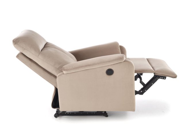 Relaxační křeslo KROKUS s elektrickým polohováním — samet, béžová